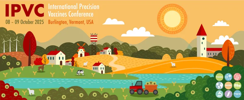 Farm scene drawing for IPVC International Precision Vaccines Conference Burlington, VT, USA 08-09 October 2025 
